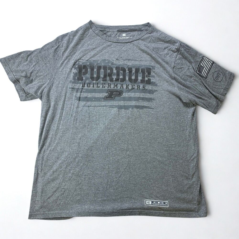Colosseum Purdue Boilermakers T Shirt Mens XL Gray American Flag NCAA